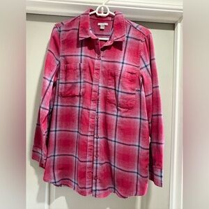 Falls Creek Pink Plaid Button Down Shirt